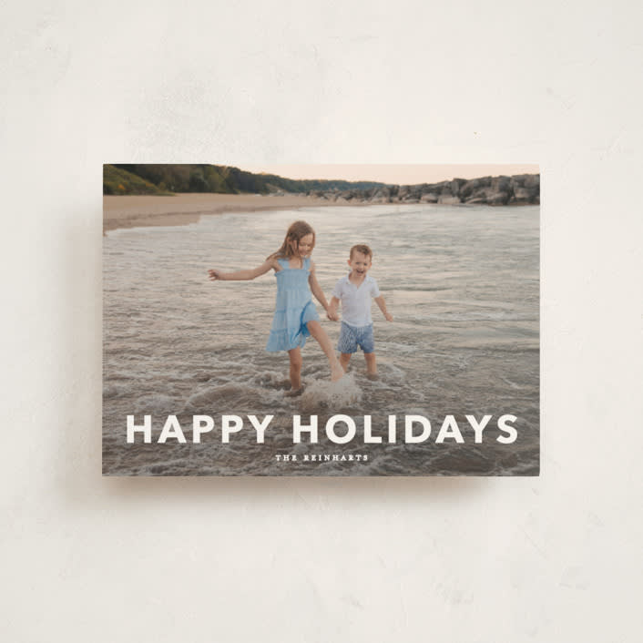 "Simple Type" - Holiday Cards in Linen by Angela Thompson - Front