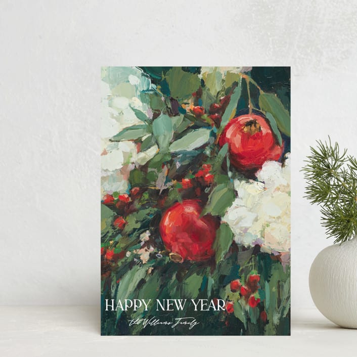 "Pomegranate" - Holiday Cards in Crimson by Wendy Keller - Front