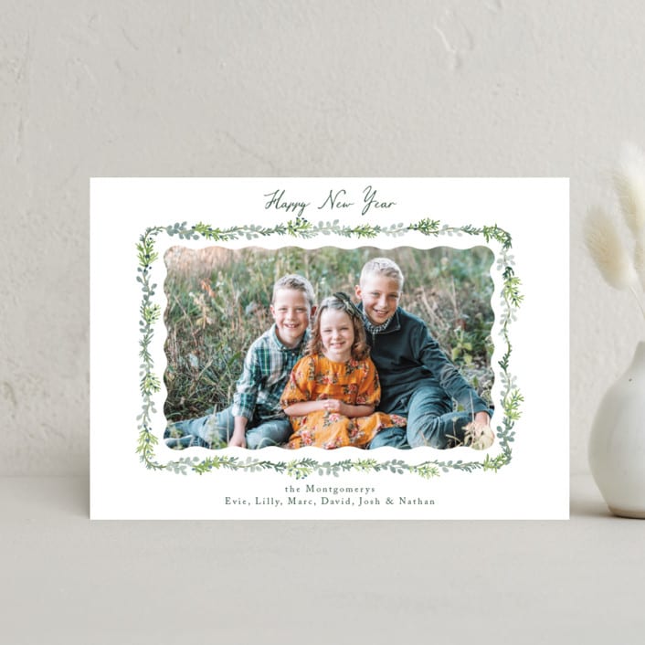 "Scalloped Greenery" - Holiday Cards in Wreath by Petra Kern - Front