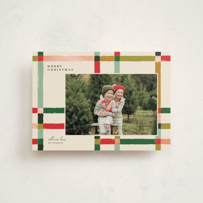 "Knitted Plaid" - Holiday Cards in Fruit Salad by Carrie ONeal - Front