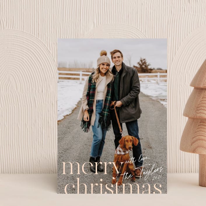 "sign off" - Holiday Cards in Blush by Jennifer Lew - Front
