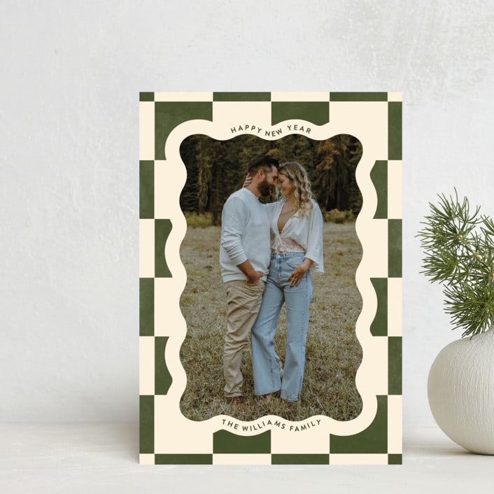 "Christmas Check" - Holiday Cards in Pine by Robert and Stella - Front