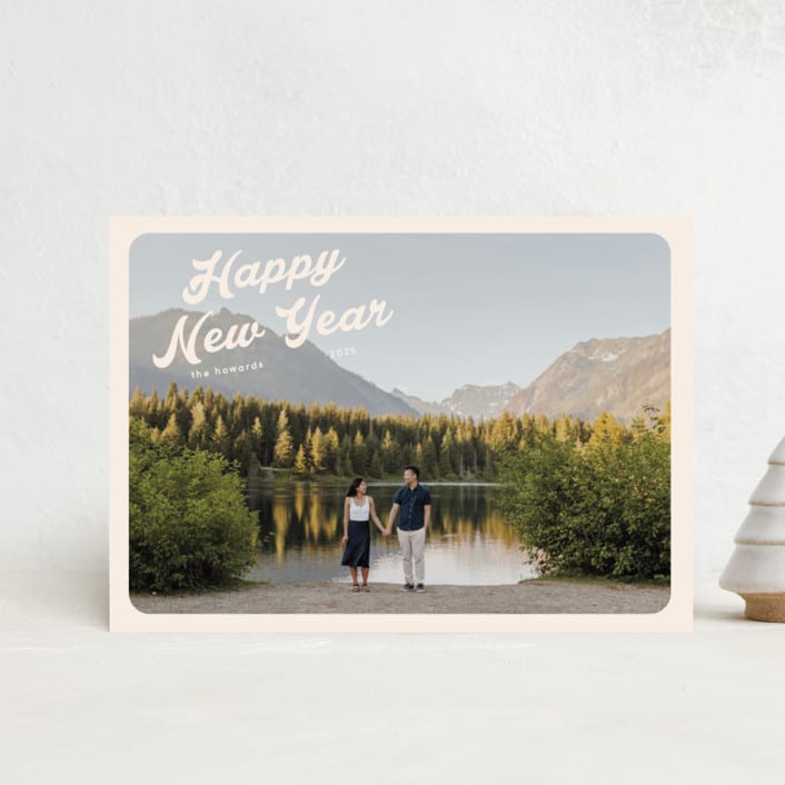 "Vintage Postcard" - Holiday Cards in Buttercream by Morgan Kendall - Front