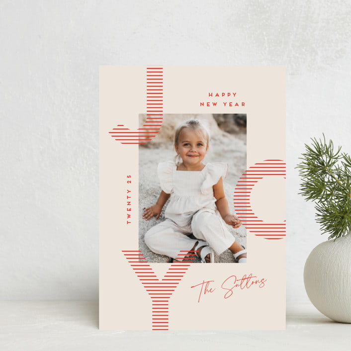 "Joyfully Striped" - Holiday Cards in Peppermint by Kristie Kern - Front