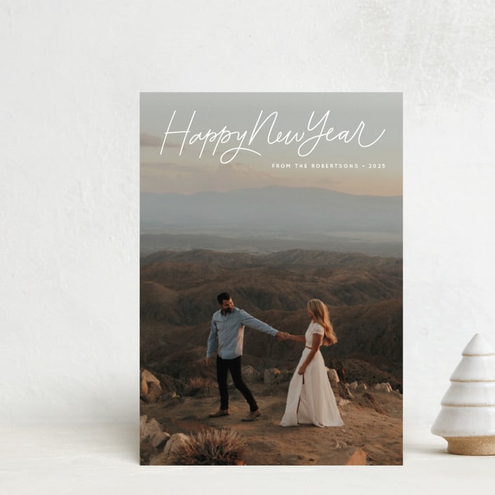 "Scripty Christmas" - Holiday Cards in Chimney Dust by Kristen Magee - Front