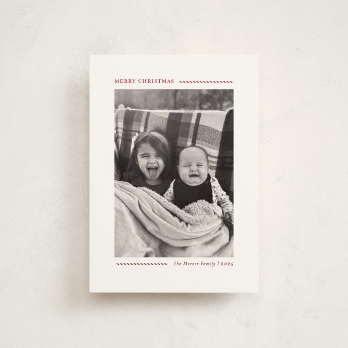 "Candy Cane Lines" - Holiday Cards in Candy Cane by Allison Orszak - Front