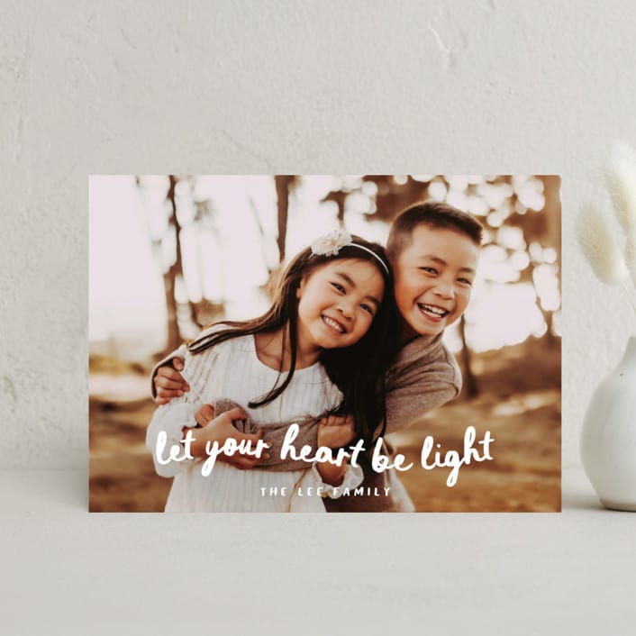 "Heart Be Light" - Holiday Cards in Snow by Sara Hicks Malone - Front