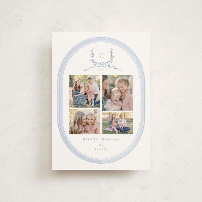 "Festive Monogram" - Holiday Cards in Frost by Corinne Malesic - Front