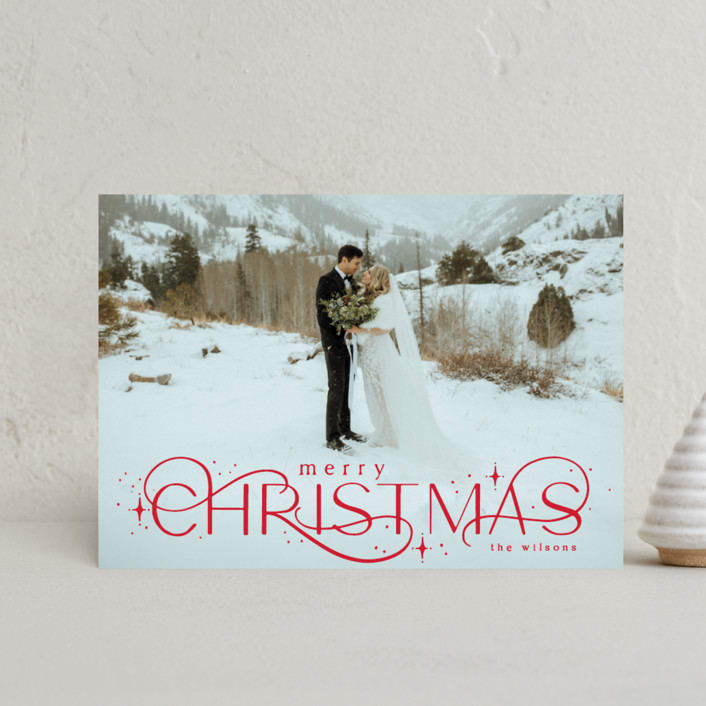 "Delicate Christmas" - Holiday Cards in Merlot by Makewells - Front