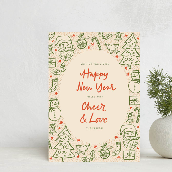 "doodled icons" - Holiday Cards in Stocking by Creo Study - Front