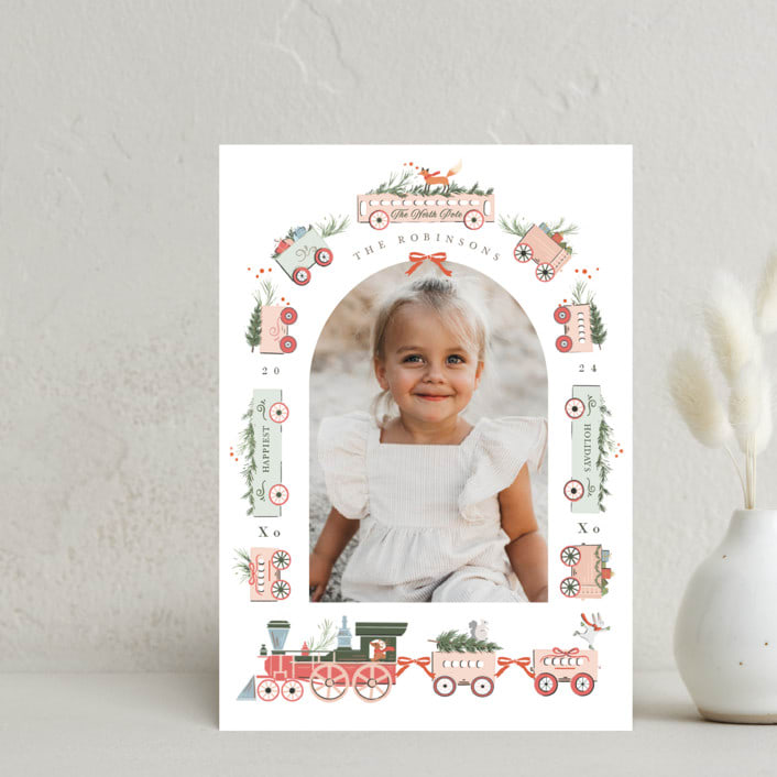 "Festive Tracks" - Holiday Cards in Spruce by Hannah Williams - Front