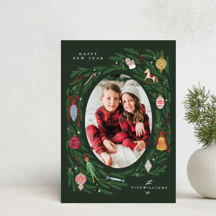 "happy christmas wreath" - Holiday Cards in Wreath by Grae - Front