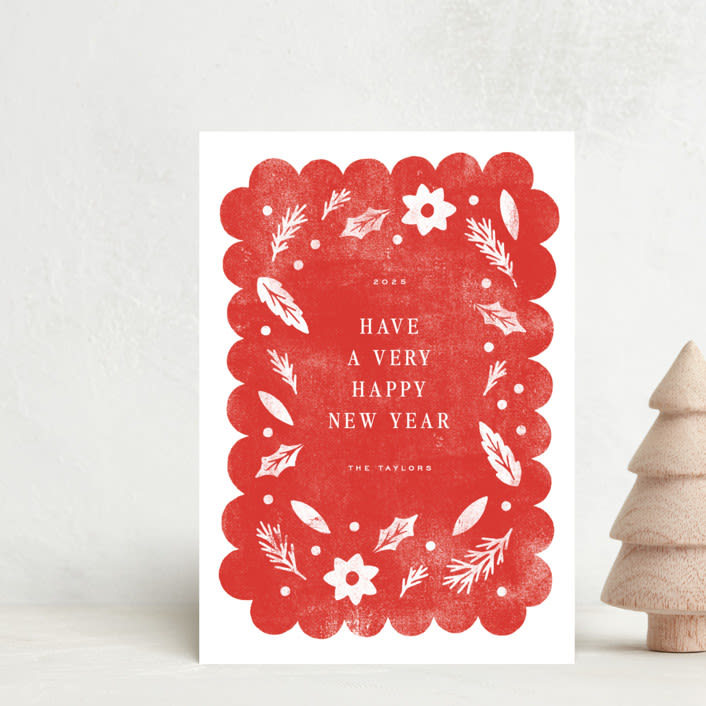 "Scattered Winter" - Holiday Cards in Berry by Michelle Taylor - Front