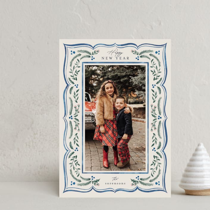 "Scalloped Edge Holiday" - Holiday Cards in Sapphire by Chris Griffith - Front