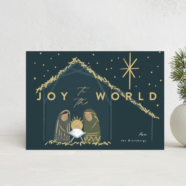 "Nativity" - Holiday Cards in Midnight by Rebecca Durflinger - Front