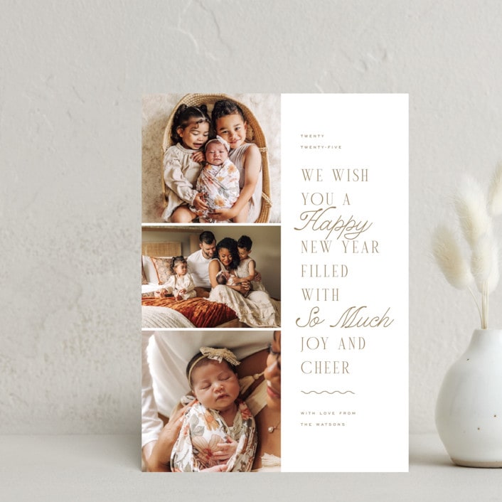 "Accord" - Holiday Cards in Toffee by Everett Paper Goods - Front