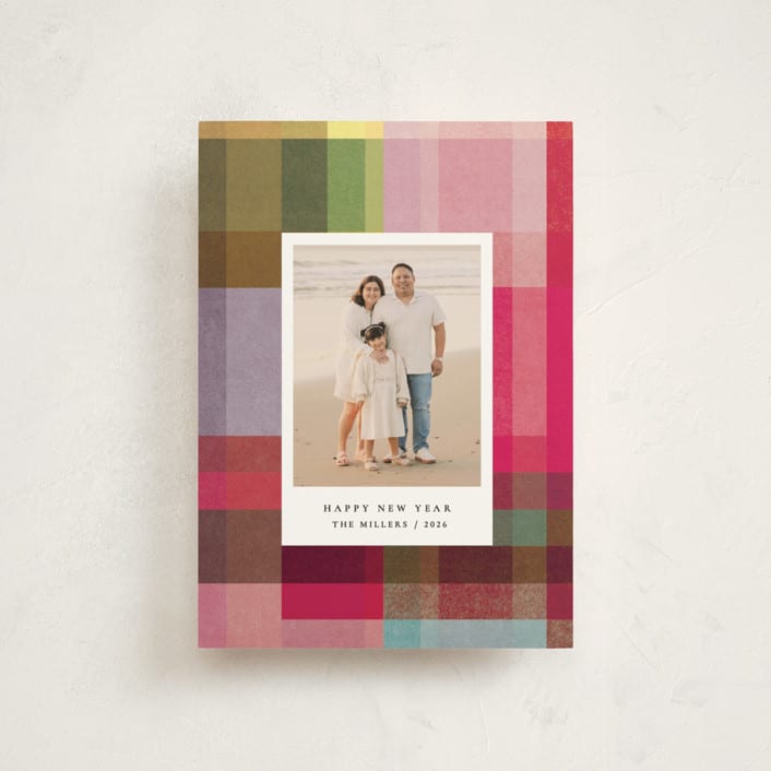 "joyful check" - Holiday Cards in Candy by Sumak Studio - Front