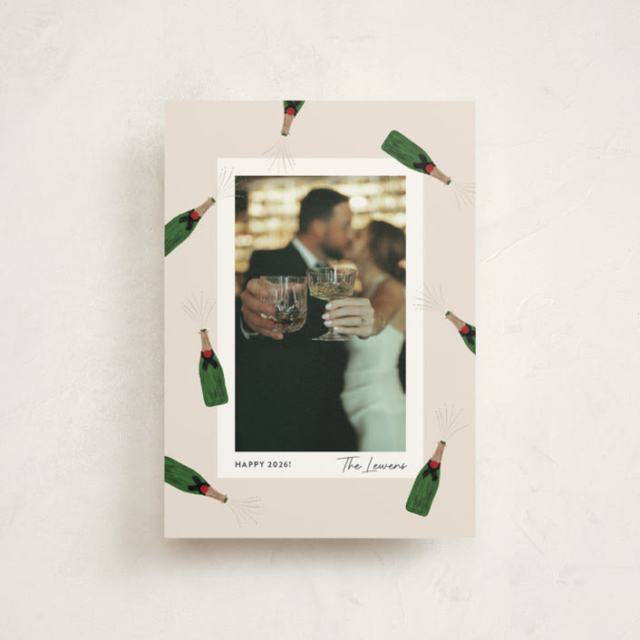 "Popping Bottles" - Holiday Cards in Eggnog by Shari Margolin - Front