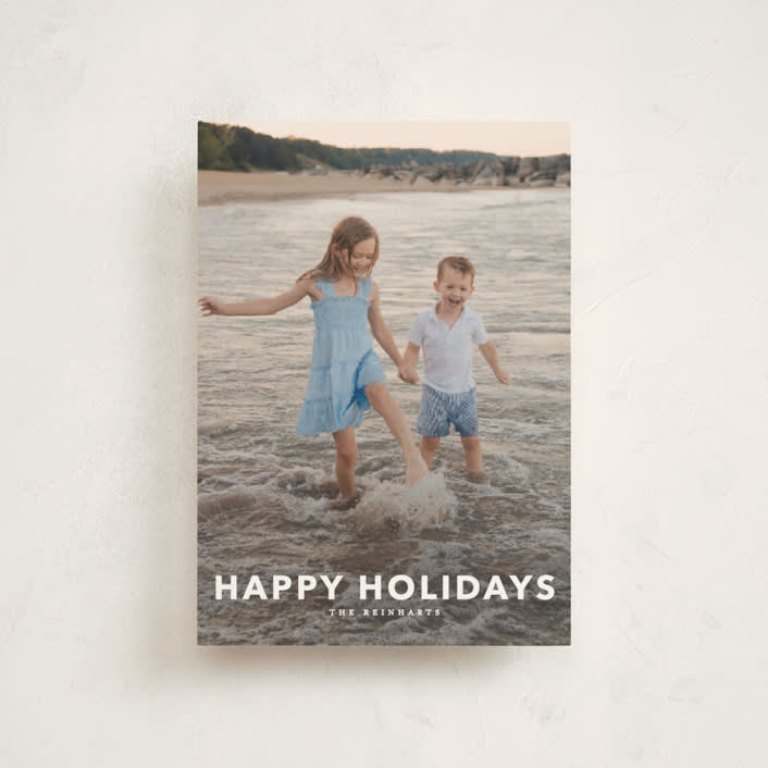 "Simple Type" - Holiday Cards in Linen by Angela Thompson - Front