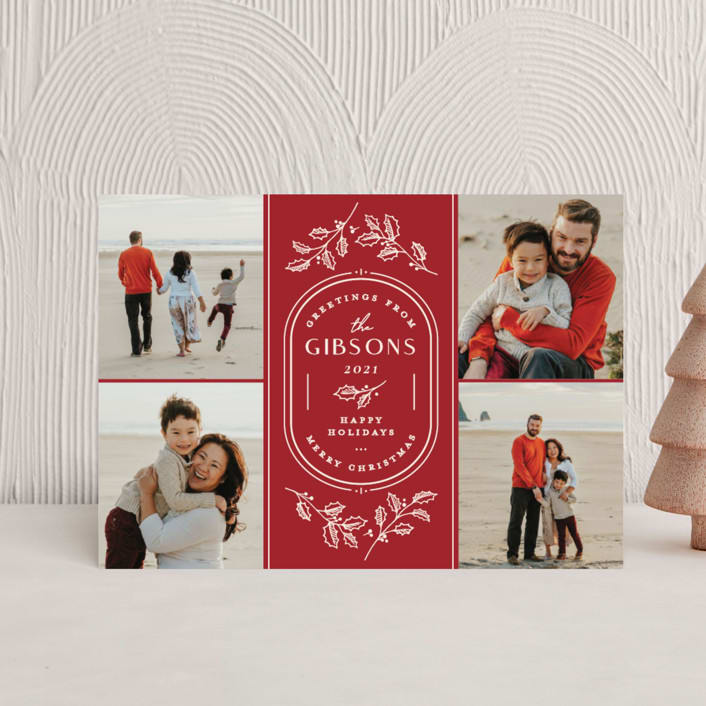 "Oval Emblem" - Holiday Cards in Scarlet by Paige Rothhaar - Front