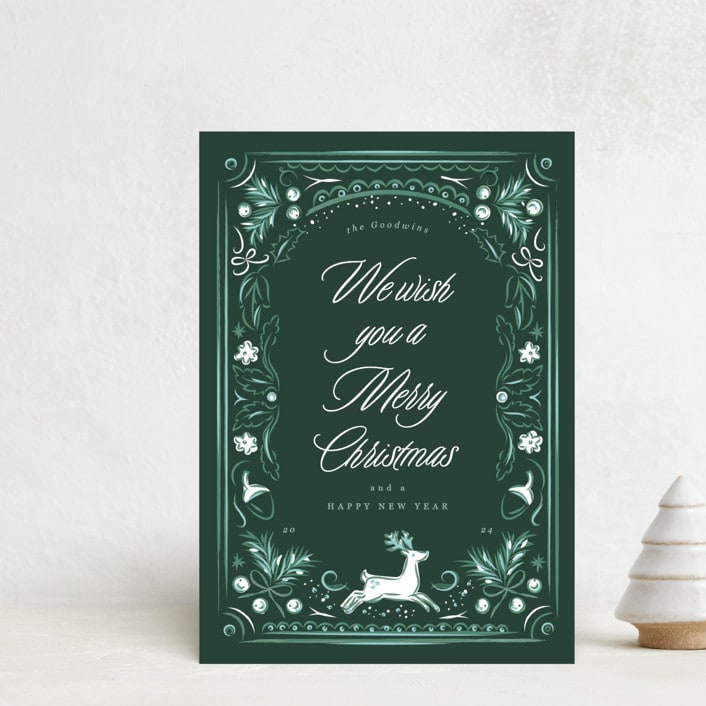 "Regency Woodland" - Holiday Cards in Frosted Forest by Corinne Malesic - Front