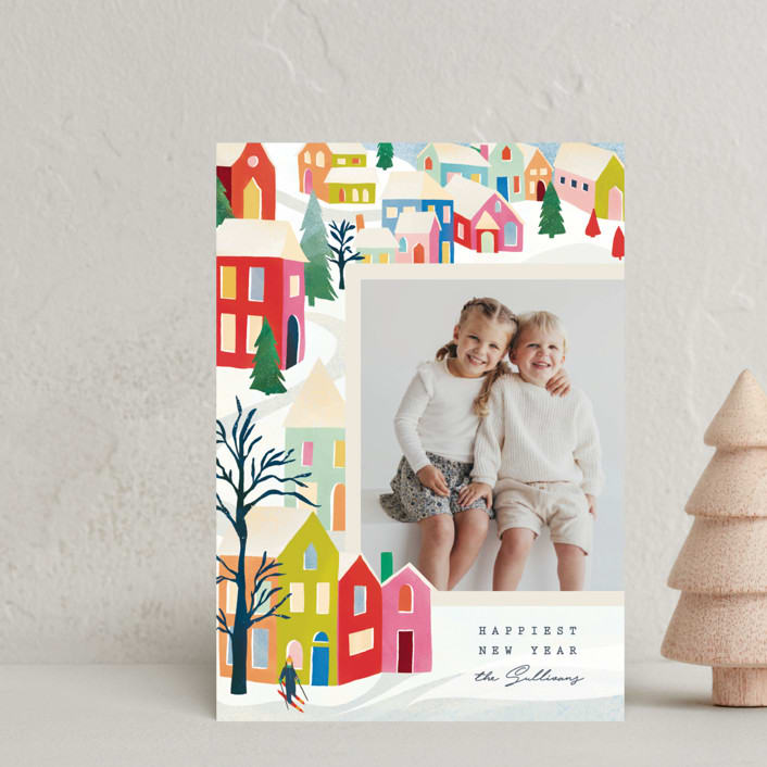 "Mountain Village" - Holiday Cards in Bright by Julie Murray - Front