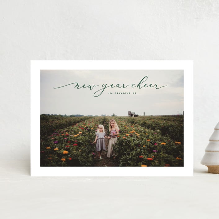 "Happy Script" - Holiday Cards in Juniper by Erica Krystek - Front