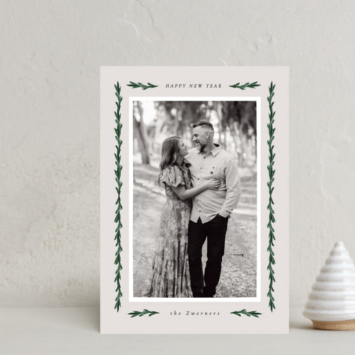 "e v e r g r e e n" - Holiday Cards in Ivory by Sara Hicks Malone - Front