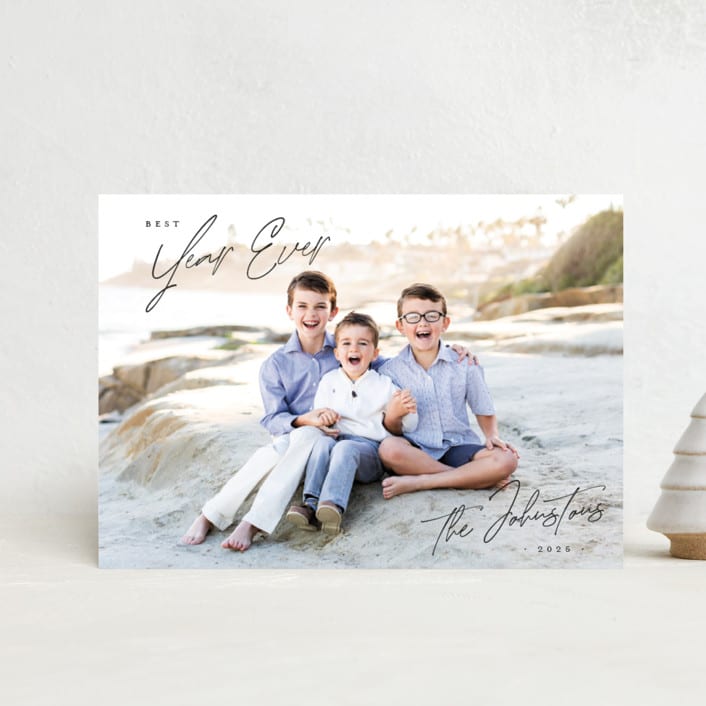 "Christmas Time is Here" - Holiday Cards in Coal by Design Lotus - Front