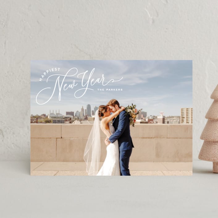 "Angled Script" - Holiday Cards in Snow by Hooray Creative - Front