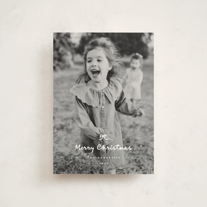 "Written Sentiment" - Holiday Cards in Snow by Ashley Iwafuchi - Front