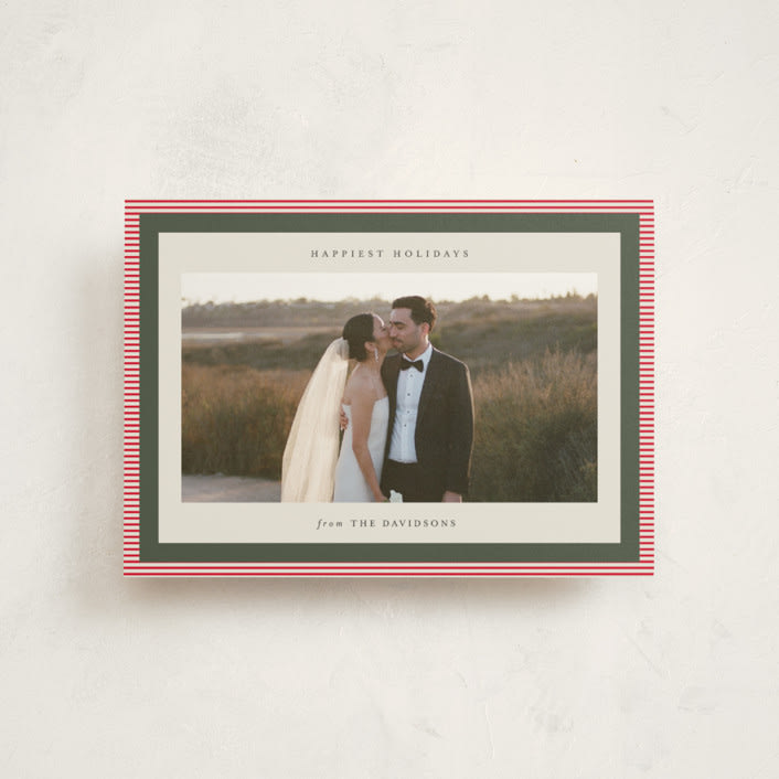 "Modern striped frame" - Holiday Cards in Candy Cane by Jackie Crawford - Front