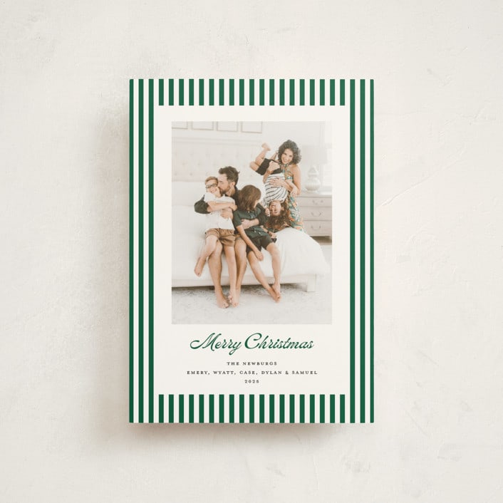 "Mini Cabana Stripes" - Holiday Cards in Pine by Erika Firm - Front
