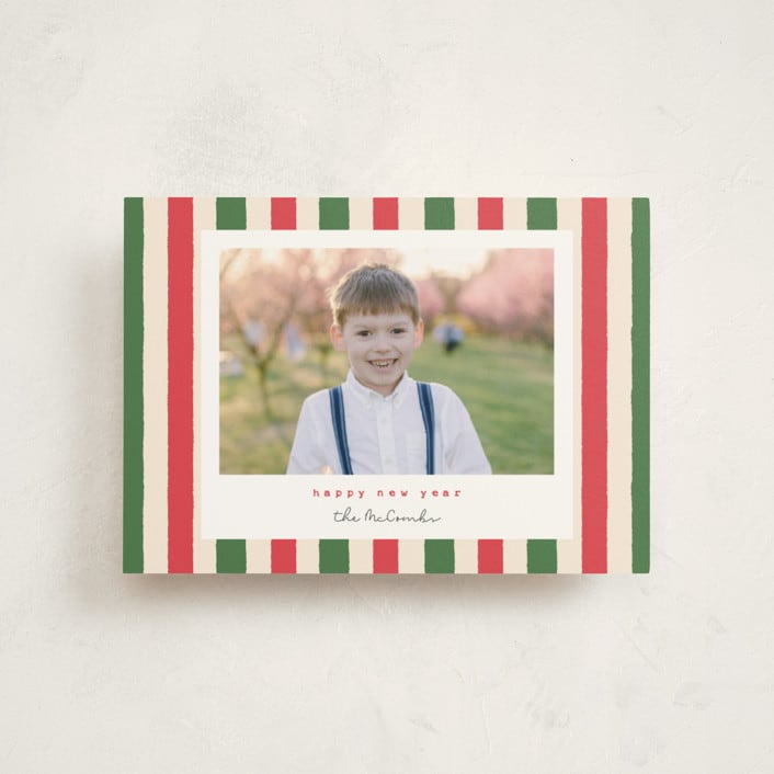 "Christmas stripe" - Holiday Cards in Wreath by Sara Hicks Malone - Front