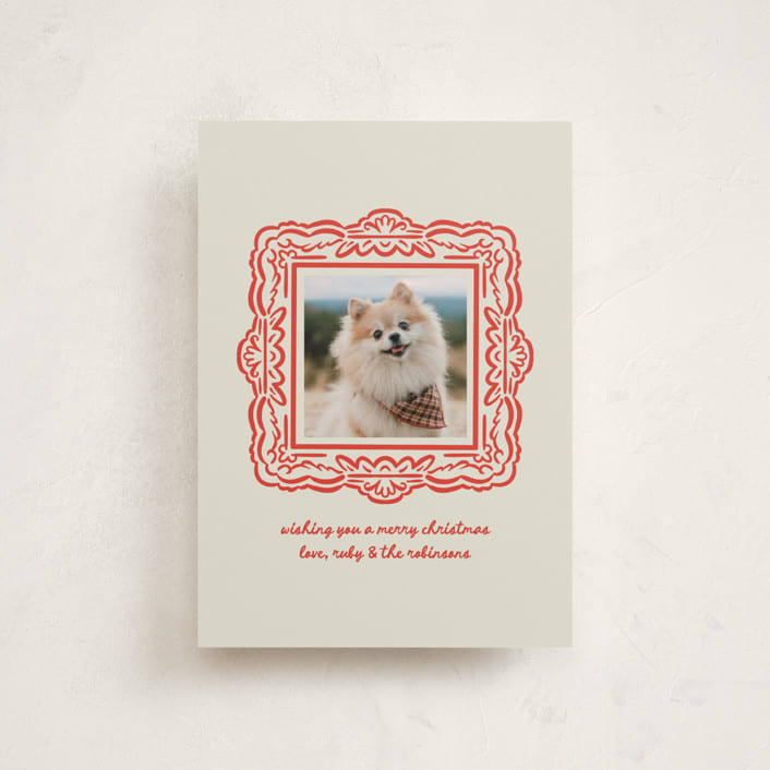 "Friendly Frame" - Holiday Cards in Berry by mo kelley - Front
