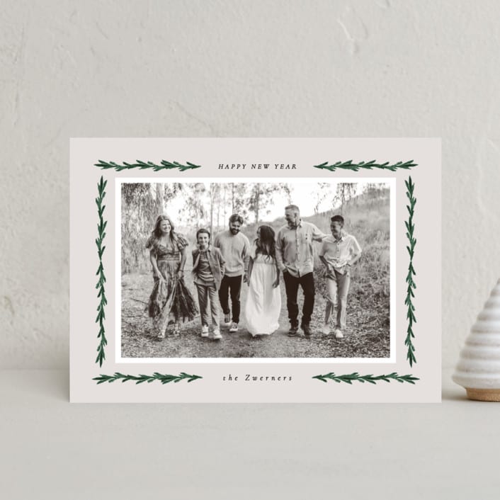 "e v e r g r e e n" - Holiday Cards in Ivory by Sara Hicks Malone - Front