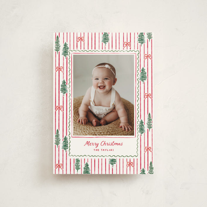 "Trees and bows" - Holiday Cards in Stocking by Creo Study - Front