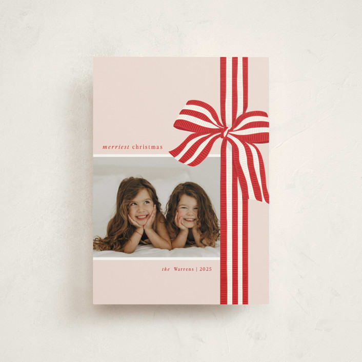 "ribbon wrapped" - Holiday Cards in Poinsettia by Angela Marzuki - Front
