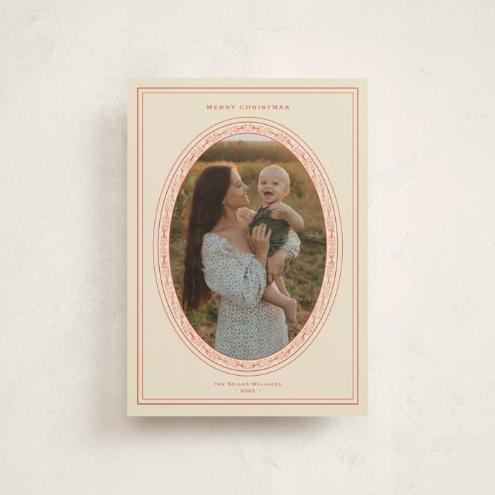 "Classic Oval Frame" - Holiday Cards in Cream by Claire - Front