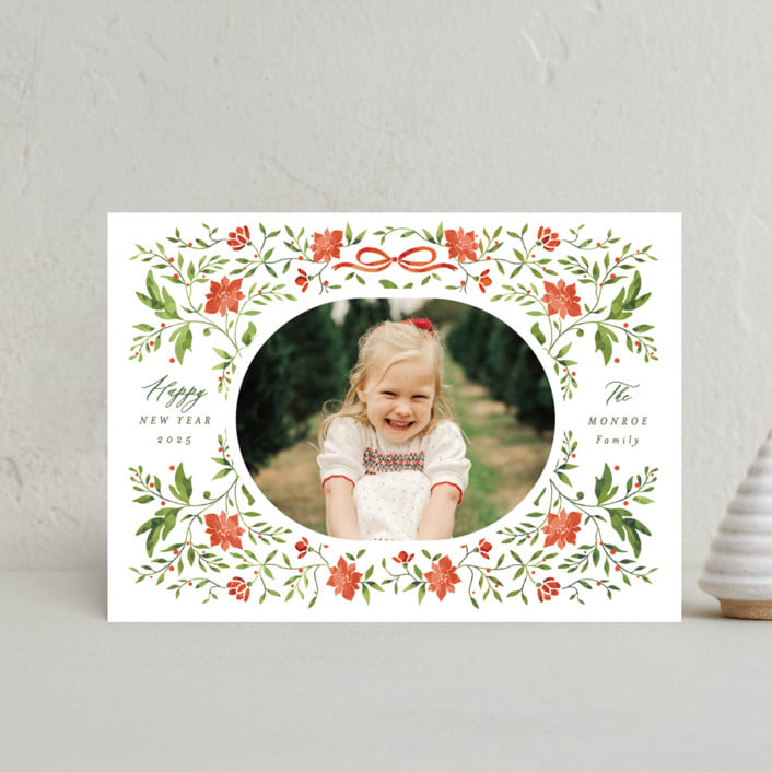 "Poinsettia Garden" - Holiday Cards in Scarlett by Susan Zinader - Front