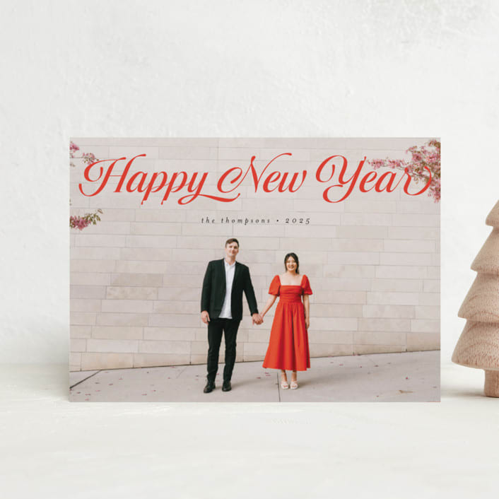 "Ribbon" - Holiday Cards in Sleigh Red by Morgan Kendall - Front