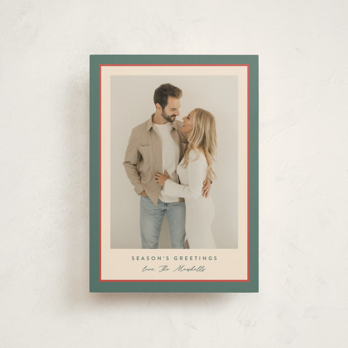 "Ribbon Frame" - Holiday Cards in Holly Sprig by Carolyn MacLaren - Front