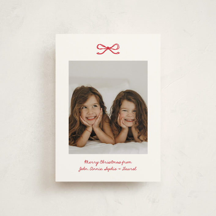 "Mini Bow" - Holiday Cards in Candied Apple by Kelly Watkins - Front