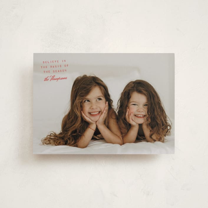 "Believe" - Holiday Cards in Cranberry by Heather Schertzer - Front