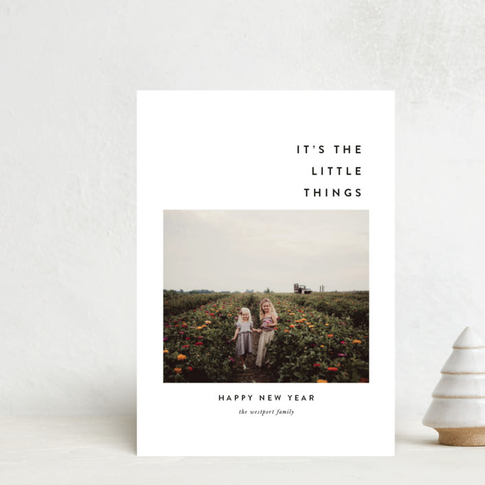 "The Little Things" - Holiday Cards in Snow by Up Up Creative - Front