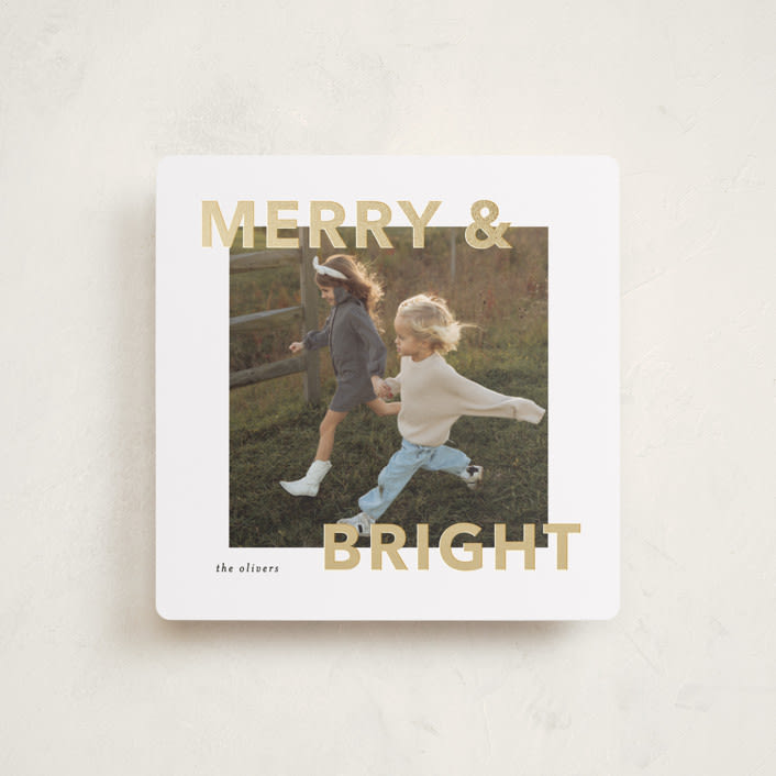 "Merry Bright" - Holiday Cards in Snowflake by Angela Thompson - Front
