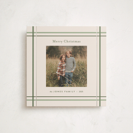 "Perfectly Plaid" - Holiday Cards in Sage by Poised Avenue - Front
