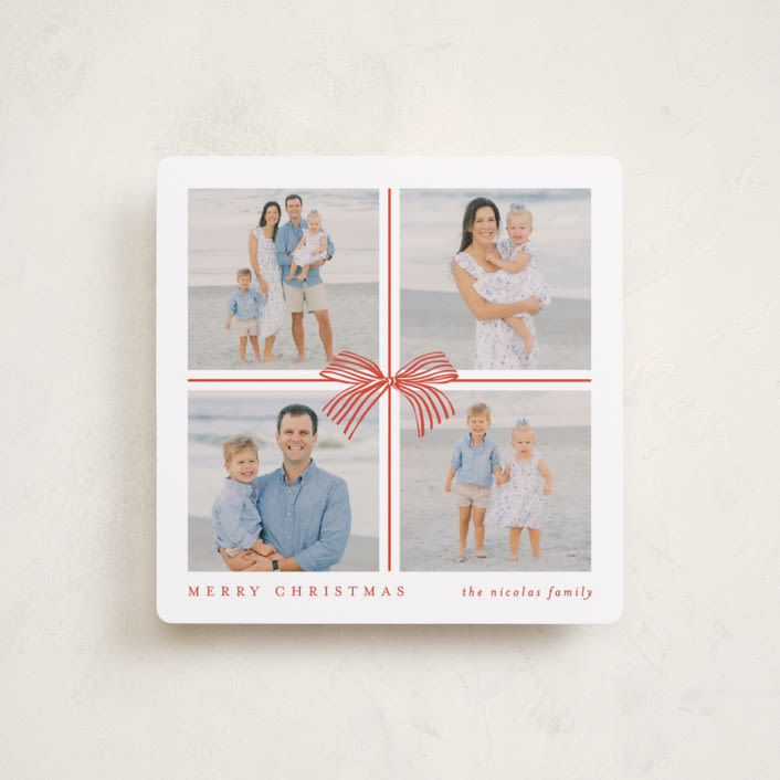 "Square Present" - Holiday Cards in Poinsettia by Brooke Chandler - Front