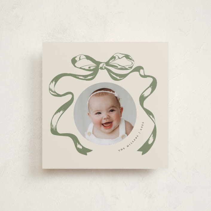 "Big Vintage Bow" - Holiday Cards in Fir by Teju Reval - Front