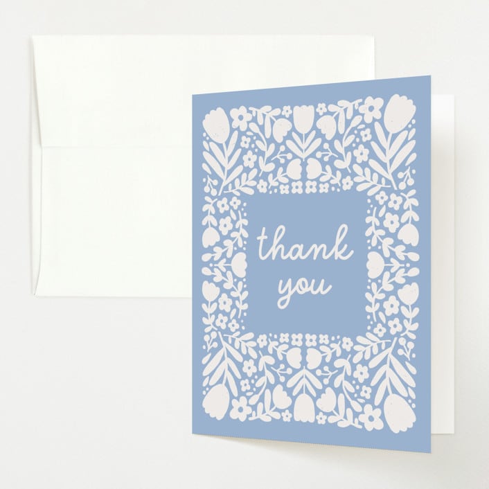 "Tulips" - Baby Shower Thank You Cards in Sky by Kelly Watkins - Front
